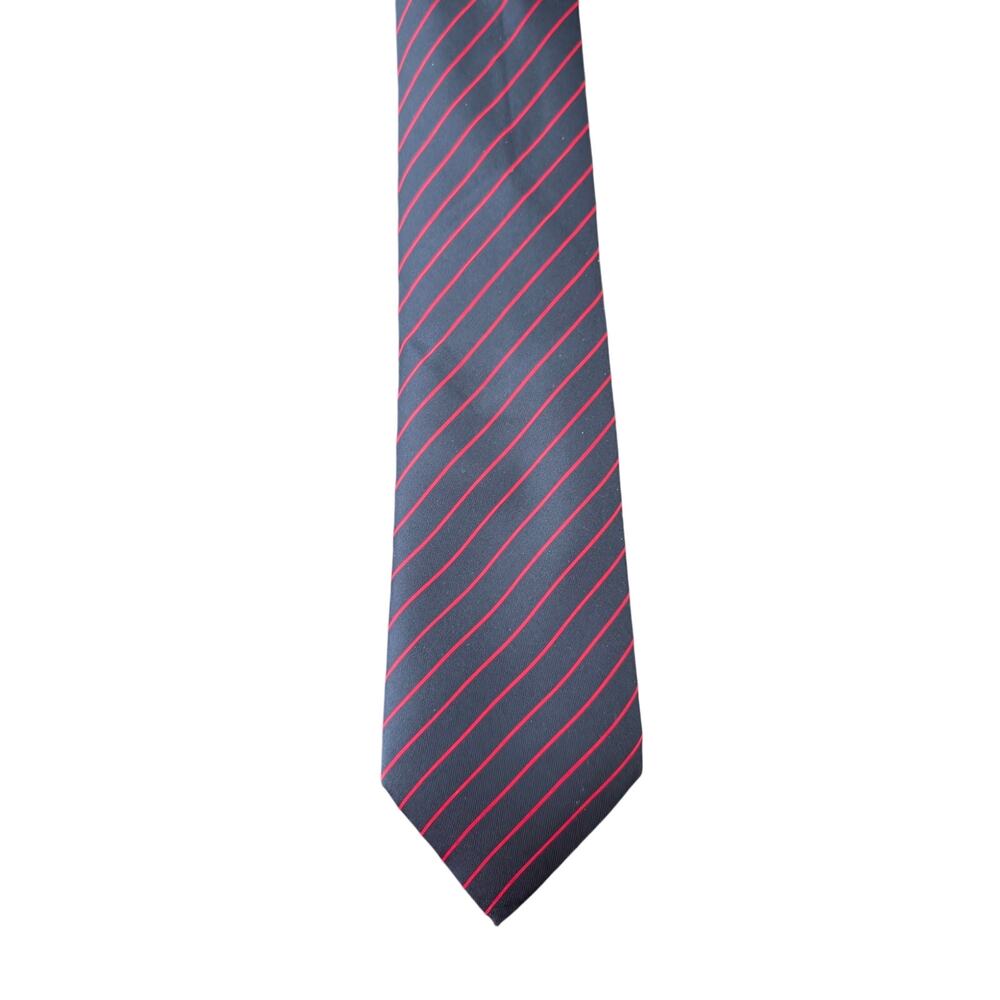 Vintage Hermès 100% Silk Men's Blue Tie With Red Stripes